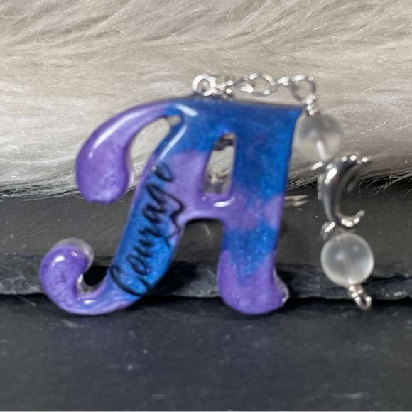 Clear Quartz Purple and Blue
Letter “A” Courage Keychain With Dolphin Charm - Picture 6 of 11